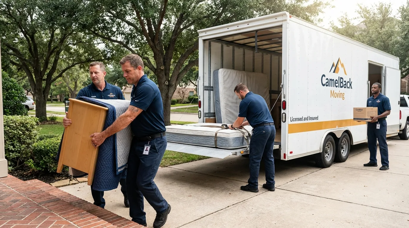 Crew loading residential truck for cross-state move from Oak Lawn, IL