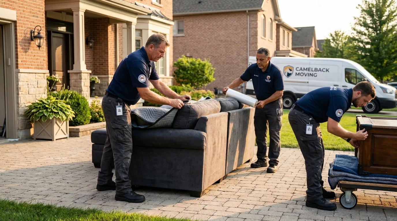 Large estate moving crew wrapping furniture in Oak Lawn, IL