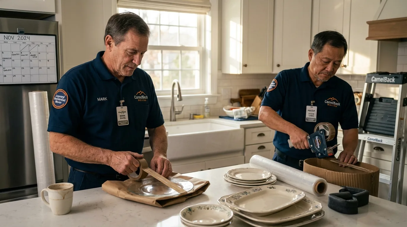 Professional crew packing kitchen dishware in Oak Lawn, IL